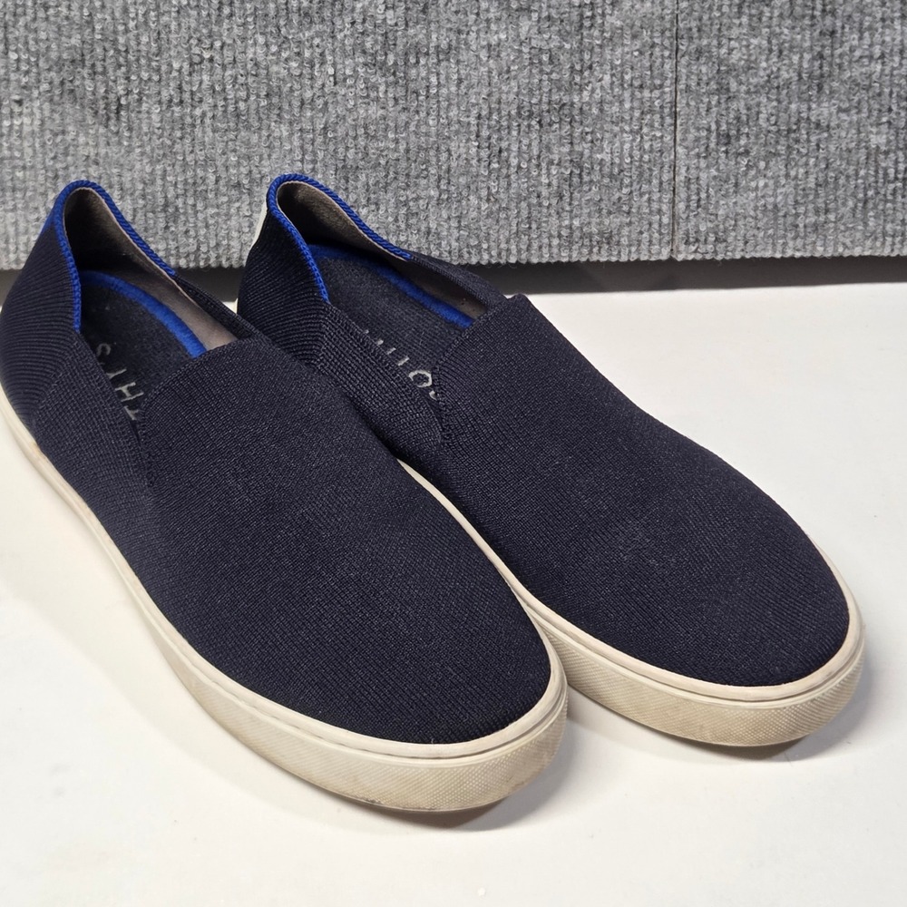 Rothys The Sneaker Navy Night Blue Slip On Knit Shoes Womens 8.5